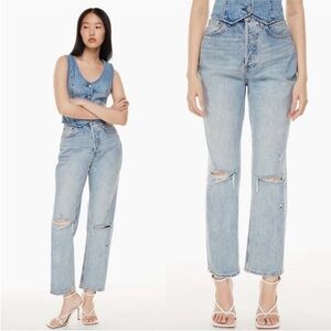 Aritzia Denim Forum The Joni High Rise Loose 29L Distressed Jeans Size 27